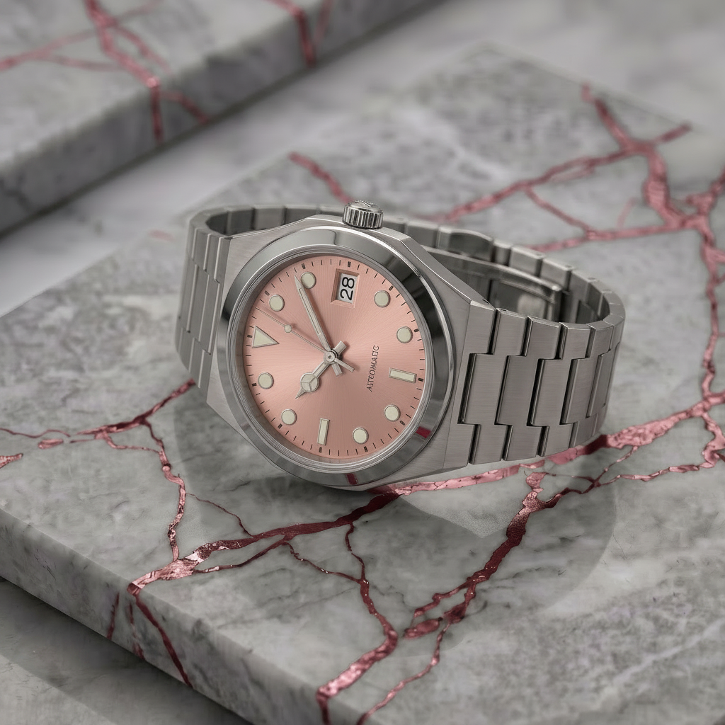 Pergor Tolaris Pink Steel – automatic watch, stainless steel case and bracelet