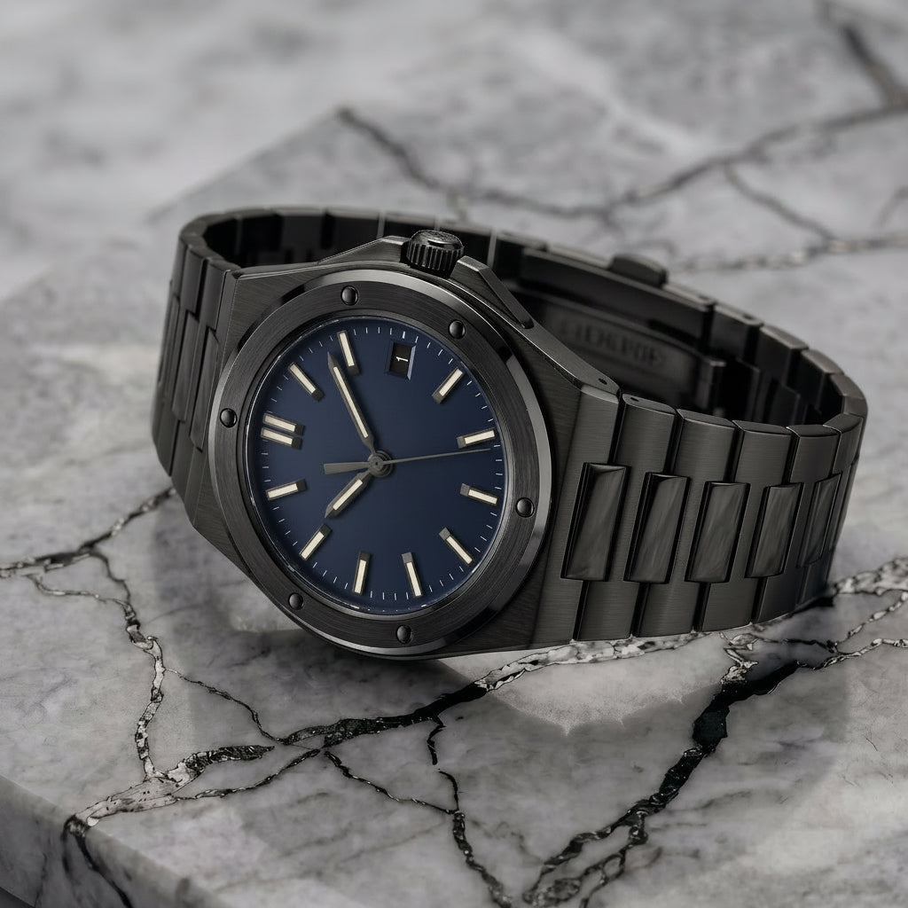 Pergor Valtor Blue Black – automatic watch, stainless steel case and bracelet