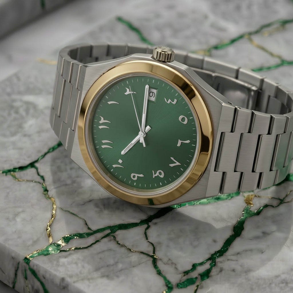 Pergor Tolaris Green TWO Tone – automatic watch, stainless steel case and bracelet