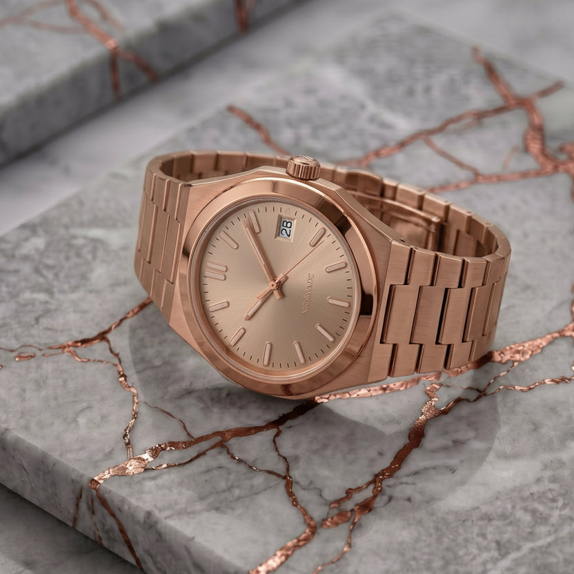 Pergor Tolaris SUN Rose – automatic watch, stainless steel case and bracelet