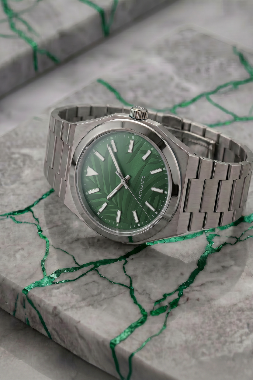 Pergor Artis Palms Steel – automatic watch, stainless steel case and bracelet