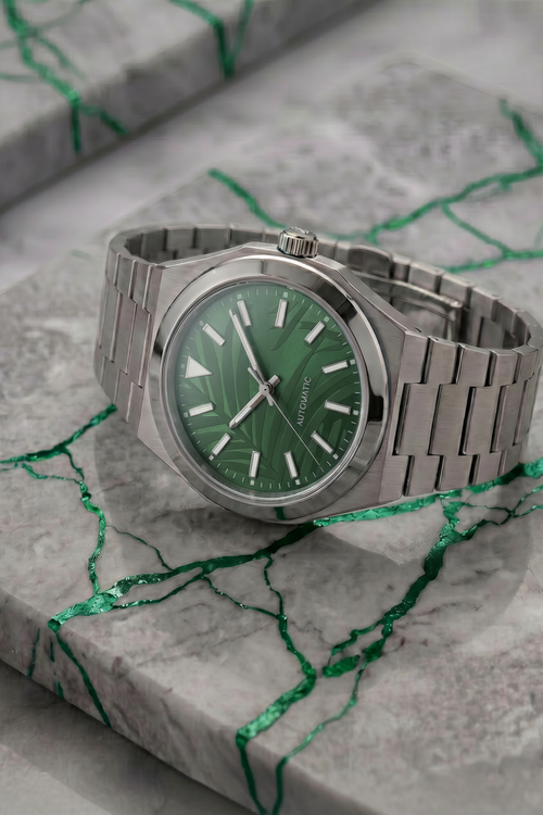 Pergor Artis Palms Steel – automatic watch, stainless steel case and bracelet