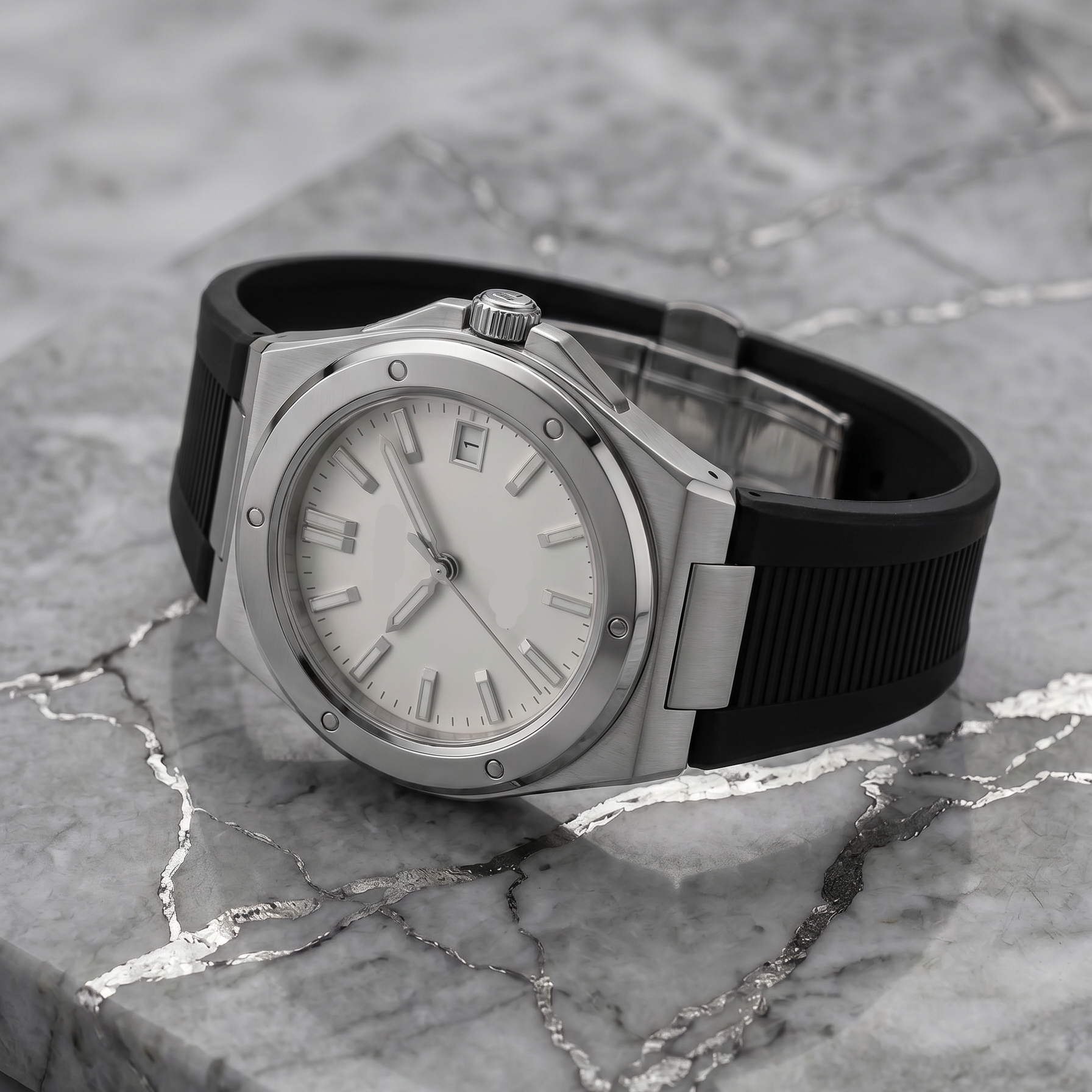 Pergor Valtor White Rubber – automatic watch, stainless steel case and bracelet