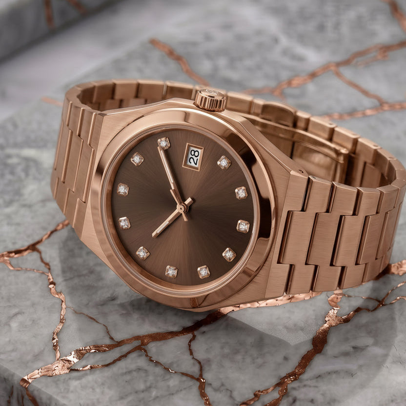 Pergor Tolaris Brown Rose – automatic watch, stainless steel case and bracelet