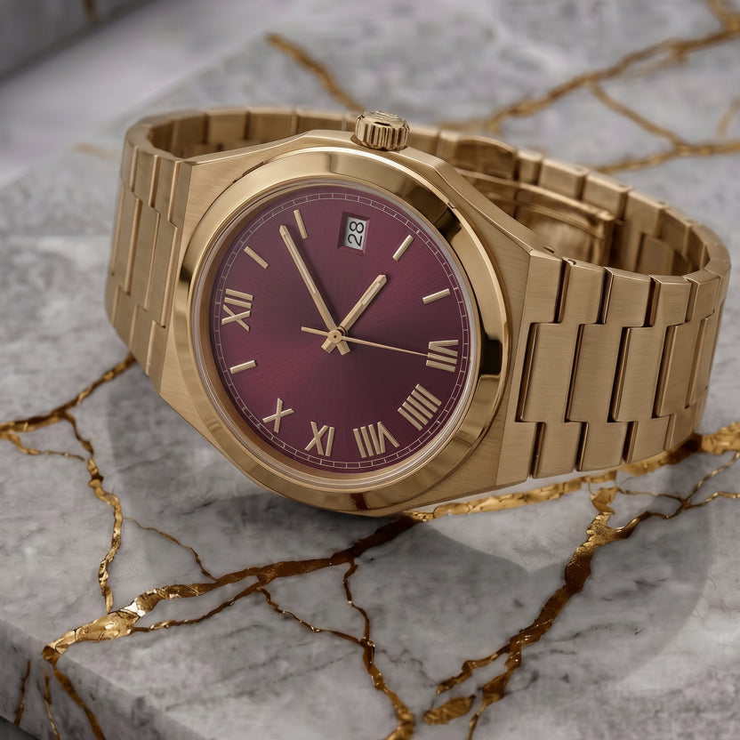Pergor Tolaris RED Rose – automatic watch, stainless steel case and bracelet