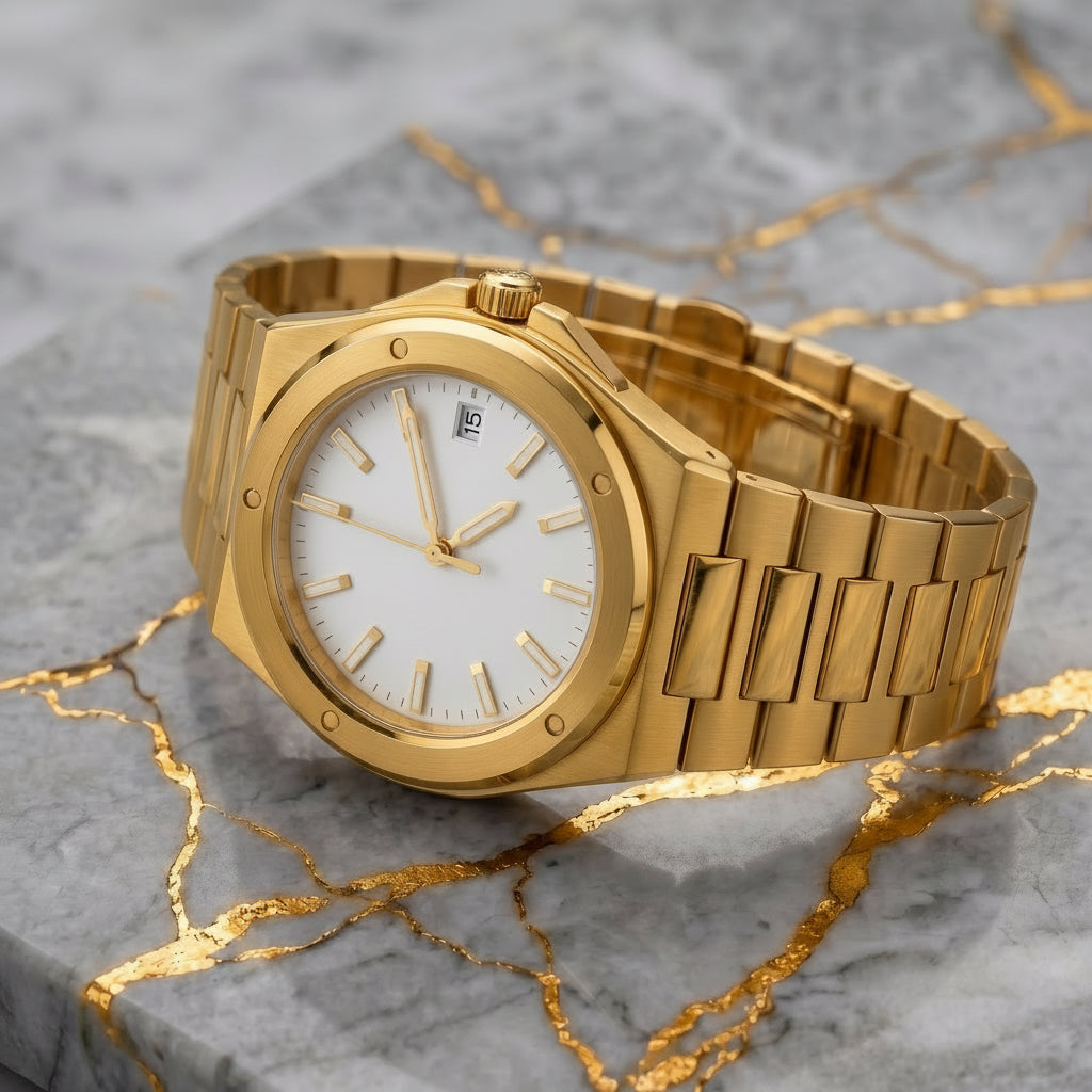 Pergor Valtor White Gold – automatic watch, stainless steel case and bracelet