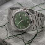 Pergor Tolaris Olive Steel – automatic watch, stainless steel case and bracelet