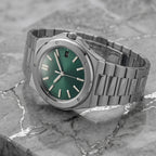 Pergor Valtor Green Steel – automatic watch, stainless steel case and bracelet