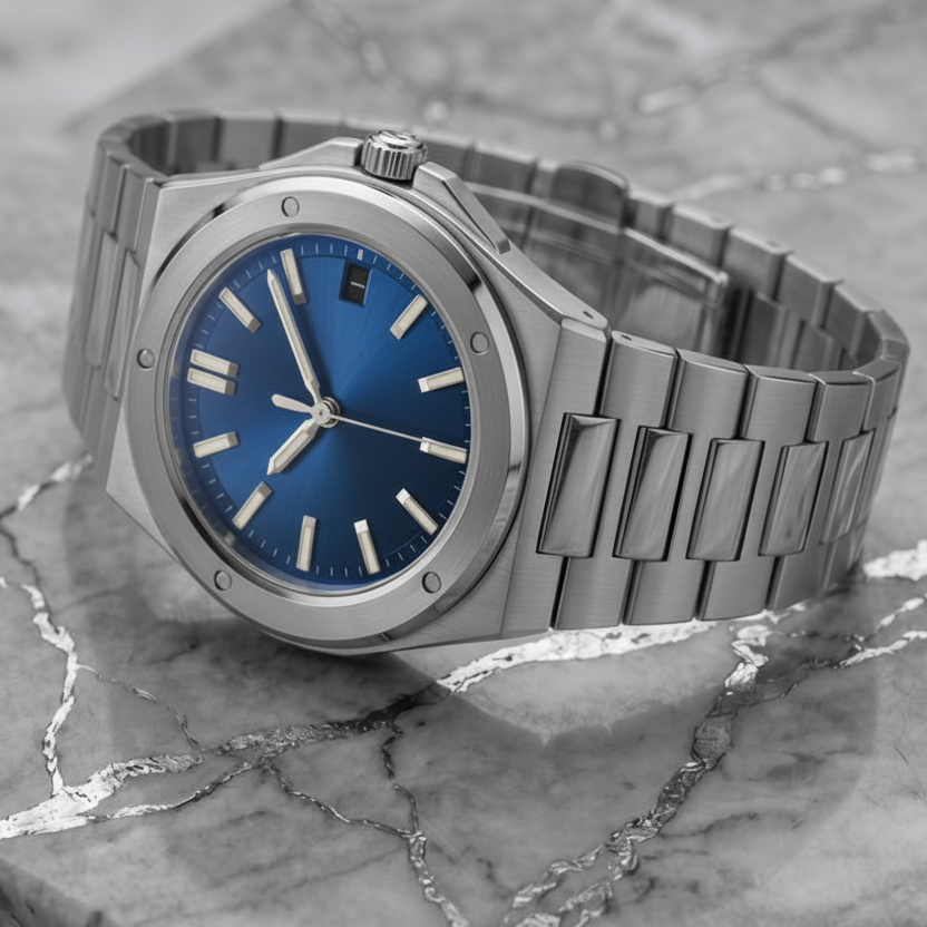 Pergor Valtor Blue Steel – automatic watch, stainless steel case and bracelet