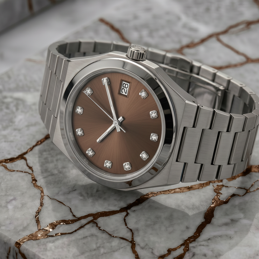 Pergor Tolaris Brown Steel – automatic watch, stainless steel case and bracelet
