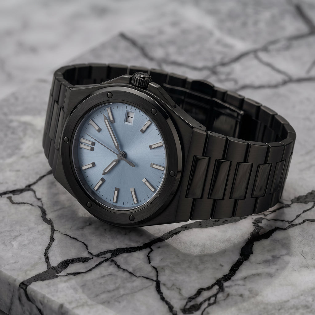 Pergor Valtor SKY Black – automatic watch, stainless steel case and bracelet