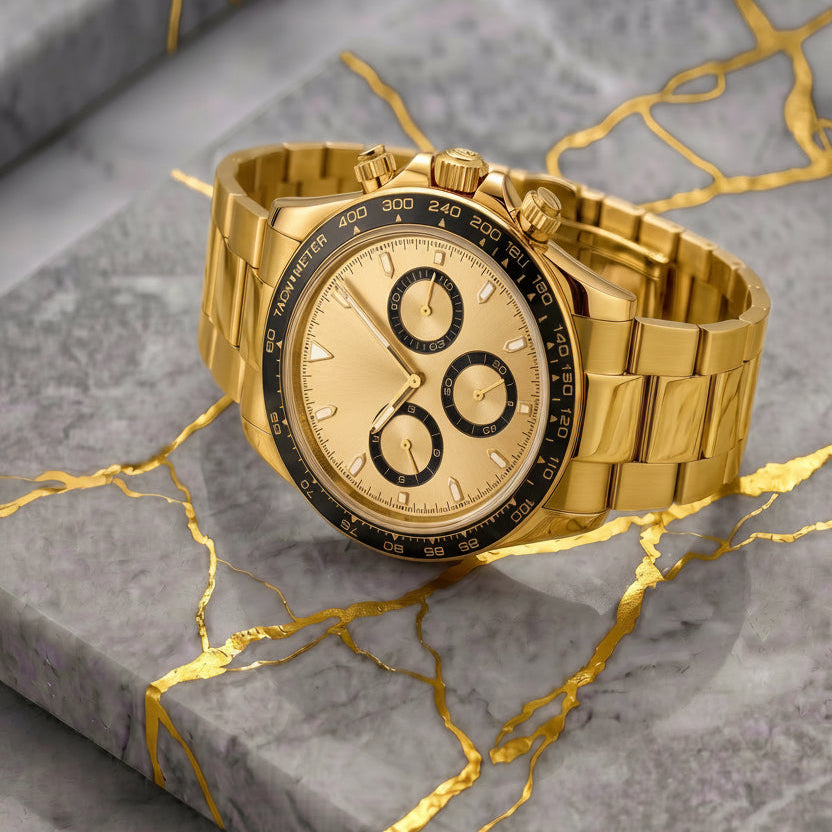 Pergor Torvex Black Gold – automatic watch, stainless steel case and bracelet
