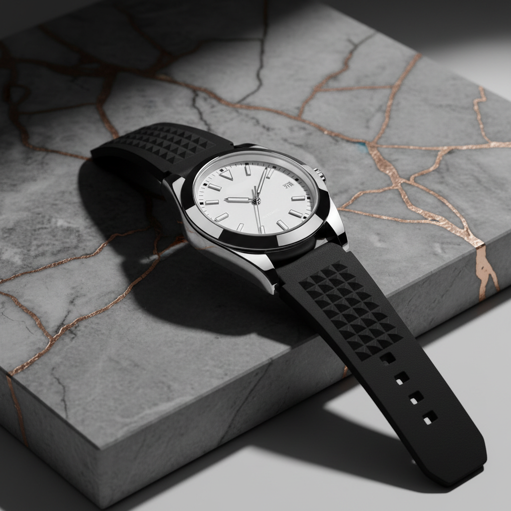 Pergor Veyra White Rubber – automatic watch, stainless steel case and bracelet